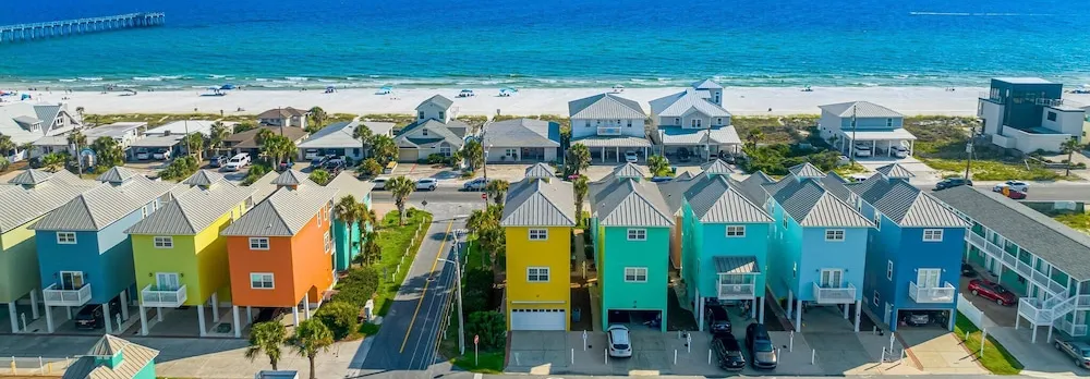 Colorful Cottage Next to Pier Park w/ Gulf Views and Pool!
