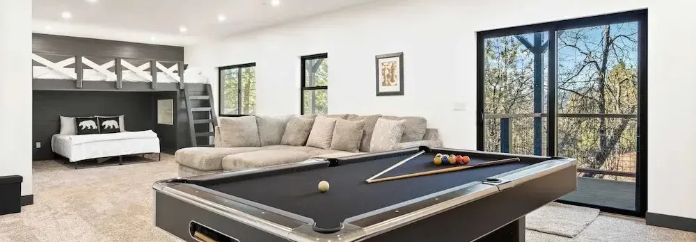 Modern Lodge Near Lake, Village, & Snow Summit Game Room, Decks, Firepit, Views