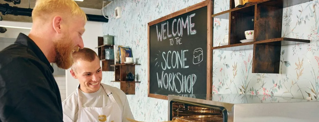 Traditional English scone-making workshop in London with tea