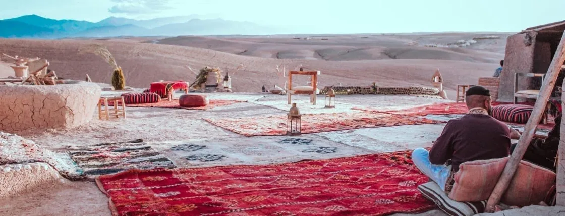 Private sunset tea ceremony in Agafay Desert from Marrakech