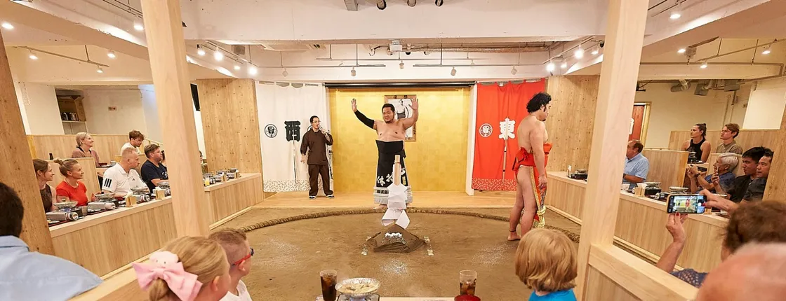 Sumo Show, chicken hot pot, and mochi-pounding