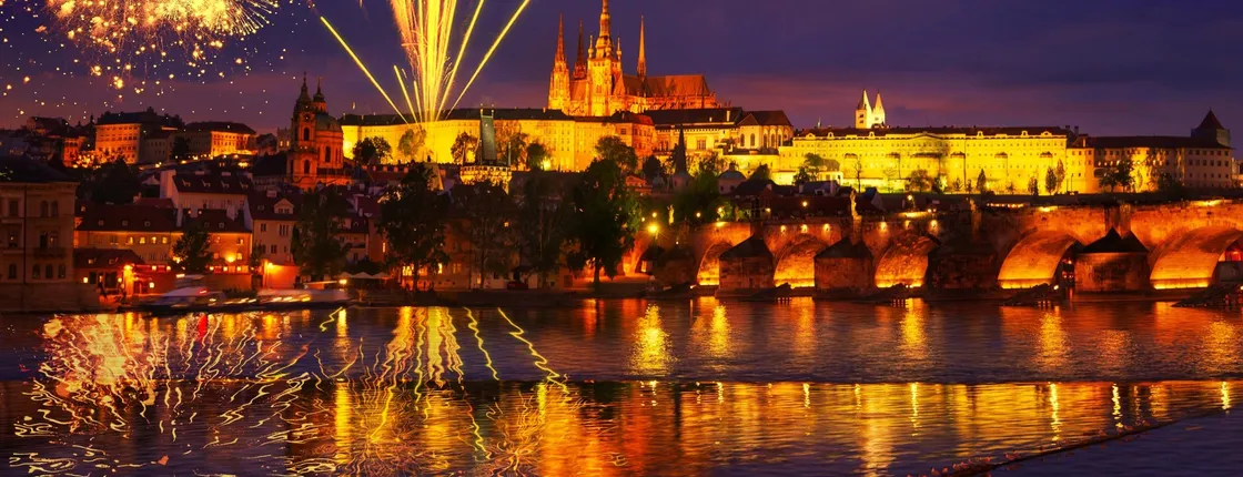 Prague New Year's Eve party pub crawl and Karlovy Lazne entrance