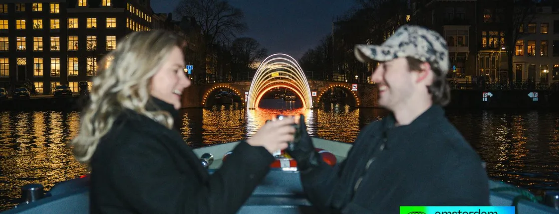 Amsterdam light festival open boat cruise with drinks
