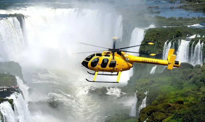 Helicopter flight over Iguazu Falls
