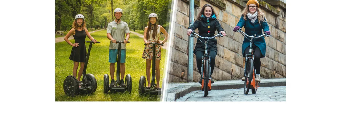 Prague 4-hour small group tour on self-balancing scooter and e-bike or e-scooter with pickup
