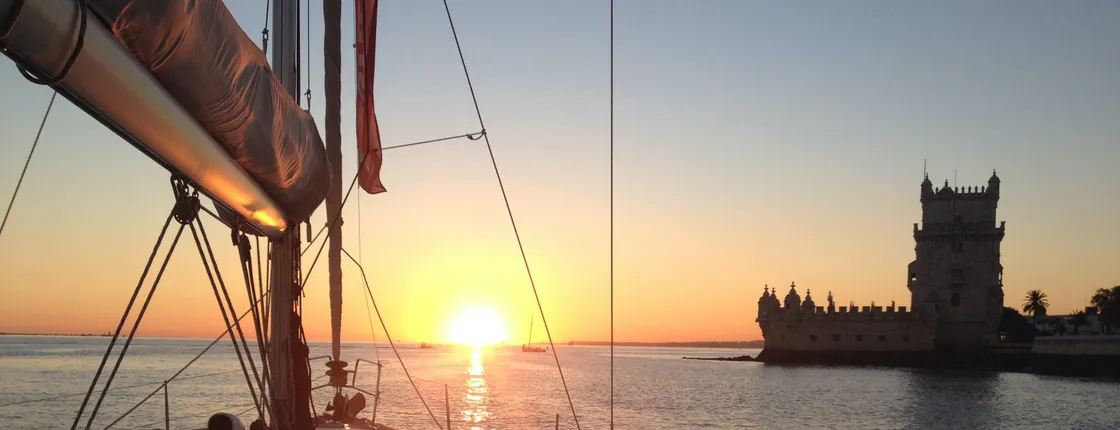 Sunset cruise along the Tagus River in Lisbon