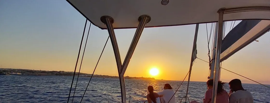 Sunset catamaran cruise with dinner in Rhodes