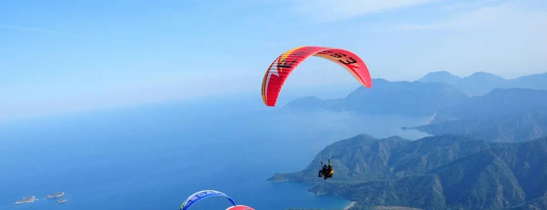 Mount Tahtali tandem paragliding flight from the summit