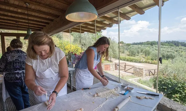 Cooking Class and Lunch at a Tuscan Farmhouse with Local Market Tour from Florence