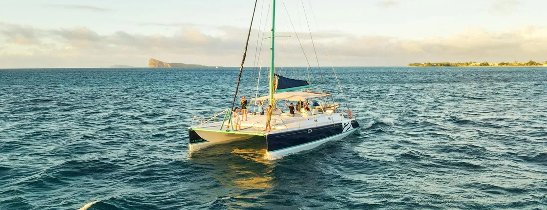Mauritius Grand Bay sunset catamaran cruise