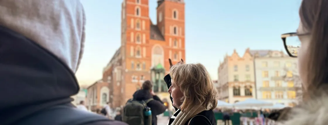 Krakow's Market Square with St. Mary's Basilica and Rynek Underground