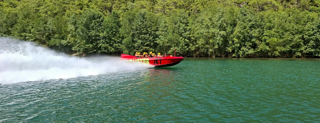 Monster buggy and truck, jet boat and zipline tour with boat cruise and lunch