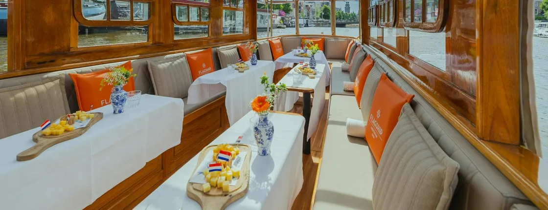 Luxury canal cruise with drinks and cheese