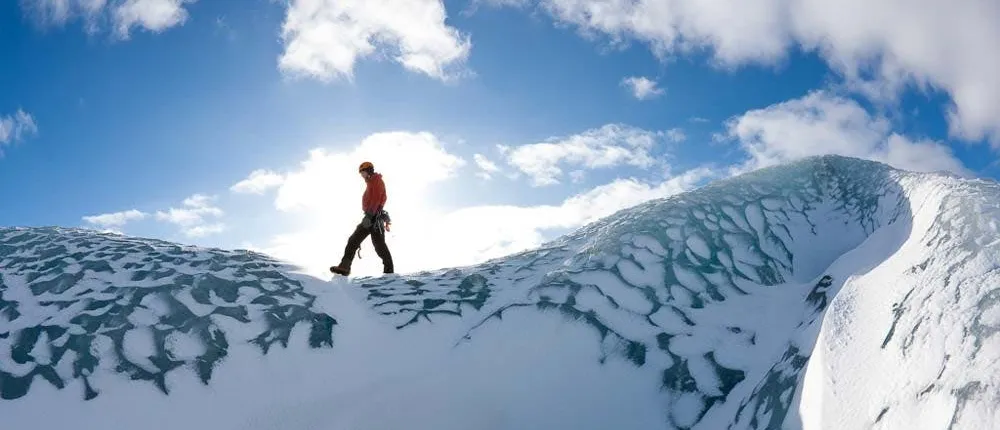 Blue ice glacier hike and ice climbing from Reykjavik