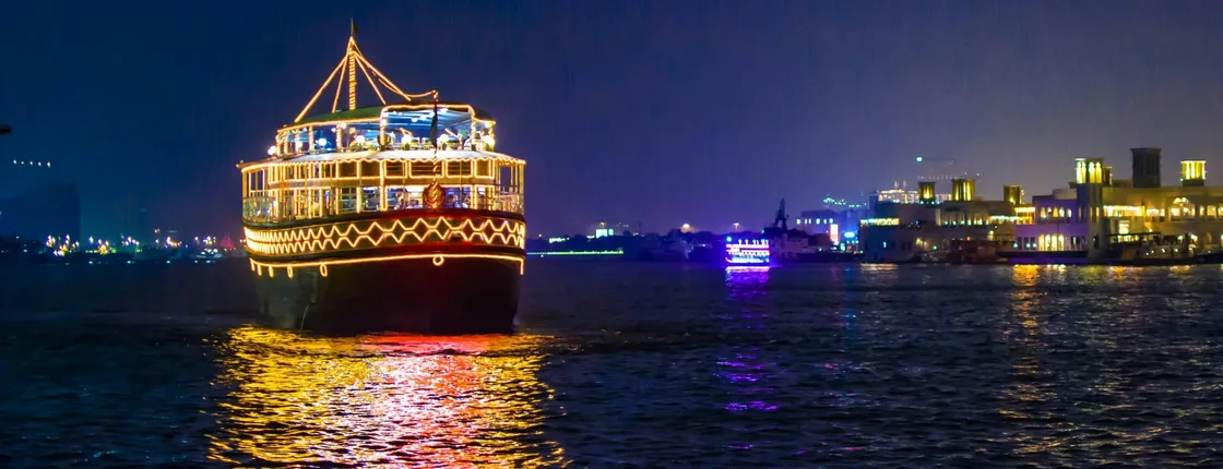 Royal Dhow dinner cruise at Dubai Marina with unlimited soft drinks