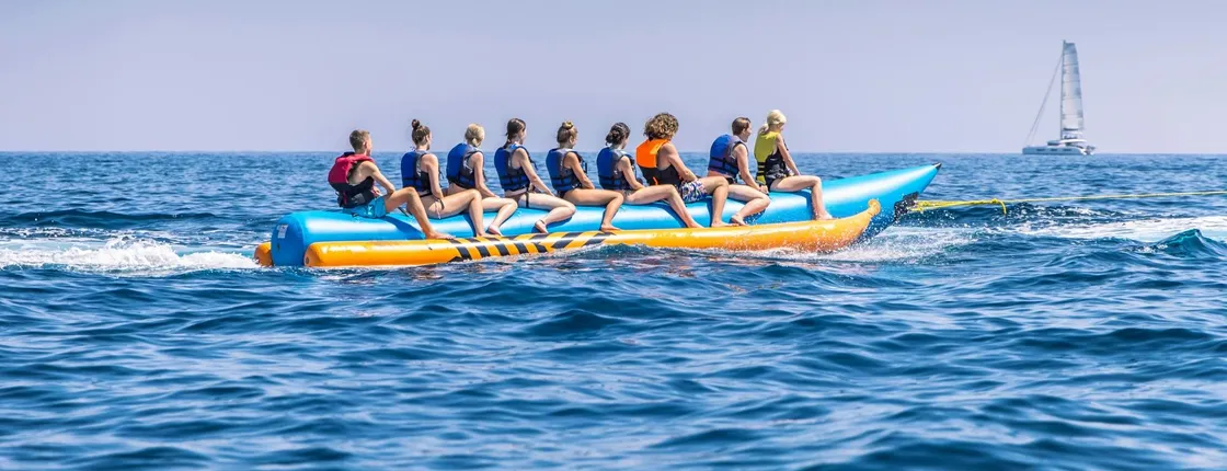 Inflatable banana boat ride in St. George's Bay