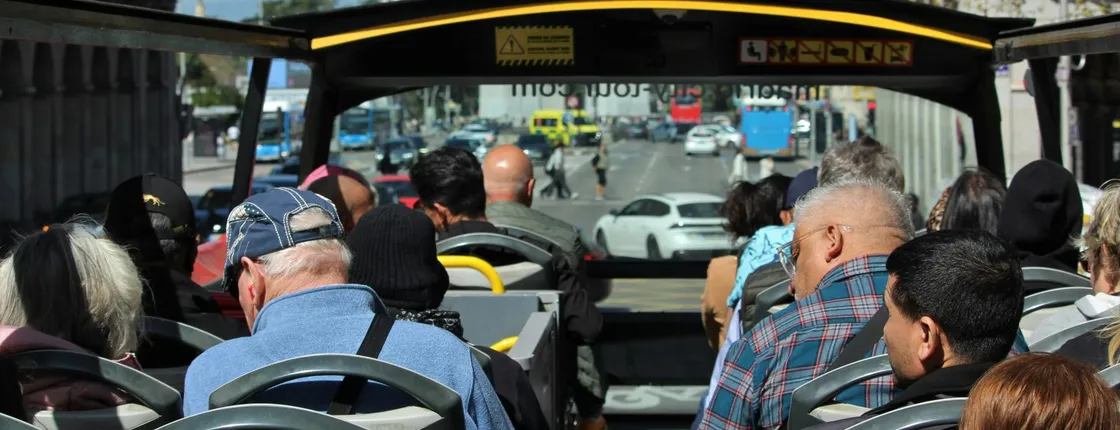 Panoramic double-decker bus tour around Madrid with audio guide