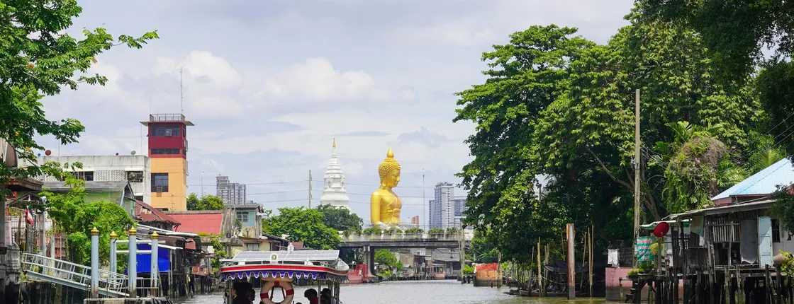 Bangkok canals and Big Buddha on guided EV boat tour
