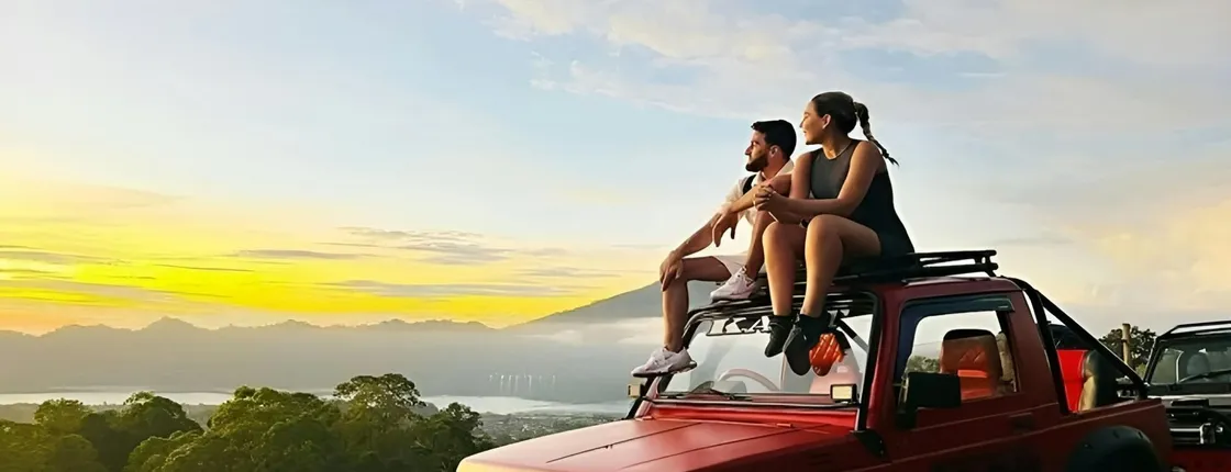 Sunrise jeep tour at Mount Batur and hot springs with pick-up