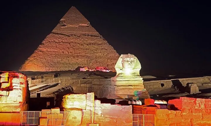 Pyramids of Giza Sound and Light Show from Cairo