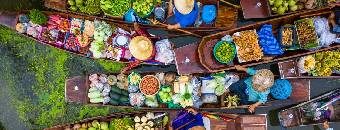 Floating market boat and Maeklong Railway Market tour
