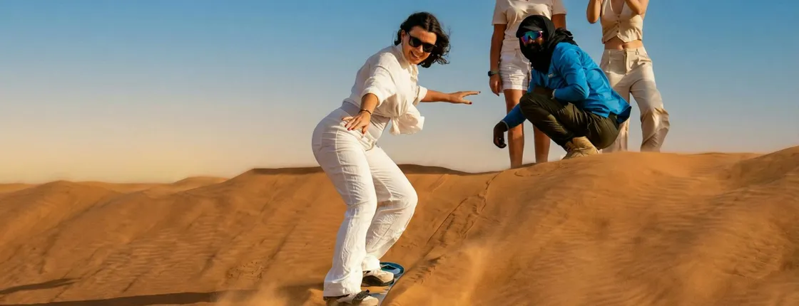 Sunset sandboarding in Agadir desert with Dinner