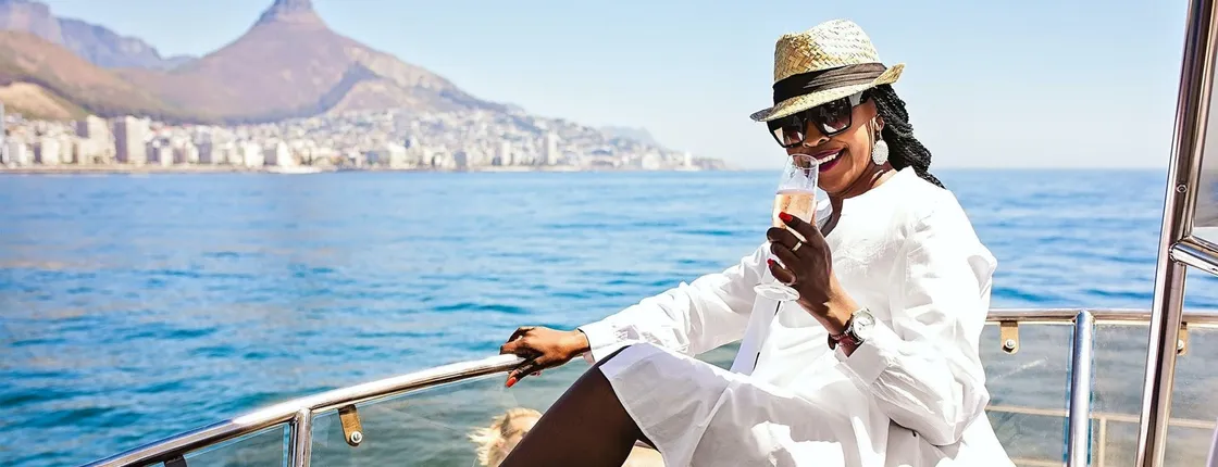 Cape Town pre-sunset sparkling wine boat experience