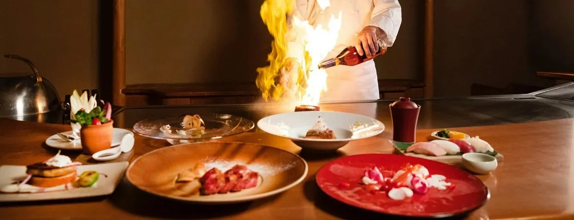 Japanese Cuisine Sakura Kiwami course featuring Kobe beef
