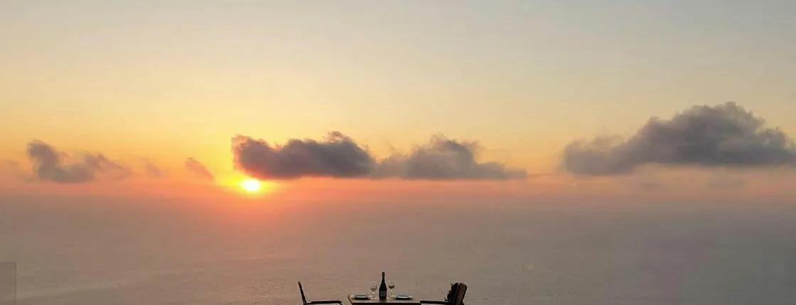 Sunset evening at Amente restaurant and bar with transfers