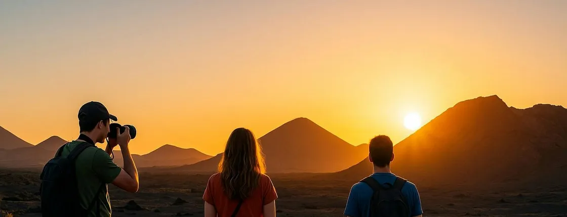 Solar eclipse at sunset in Lanzarote