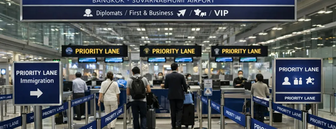 Bangkok airport priority lane with butler and optional buggy