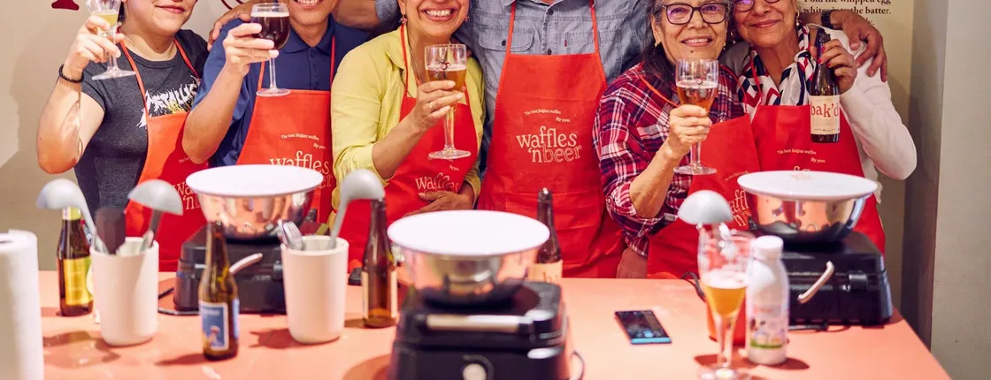 Belgian waffle making workshop and beer tasting in Bruges