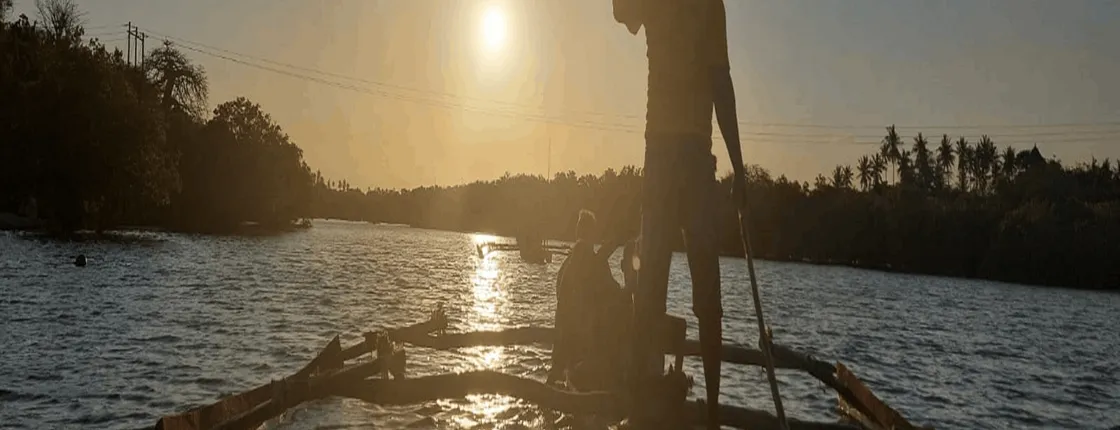 Kongo river sunset tour on a Swahili canoe from Diani Beach