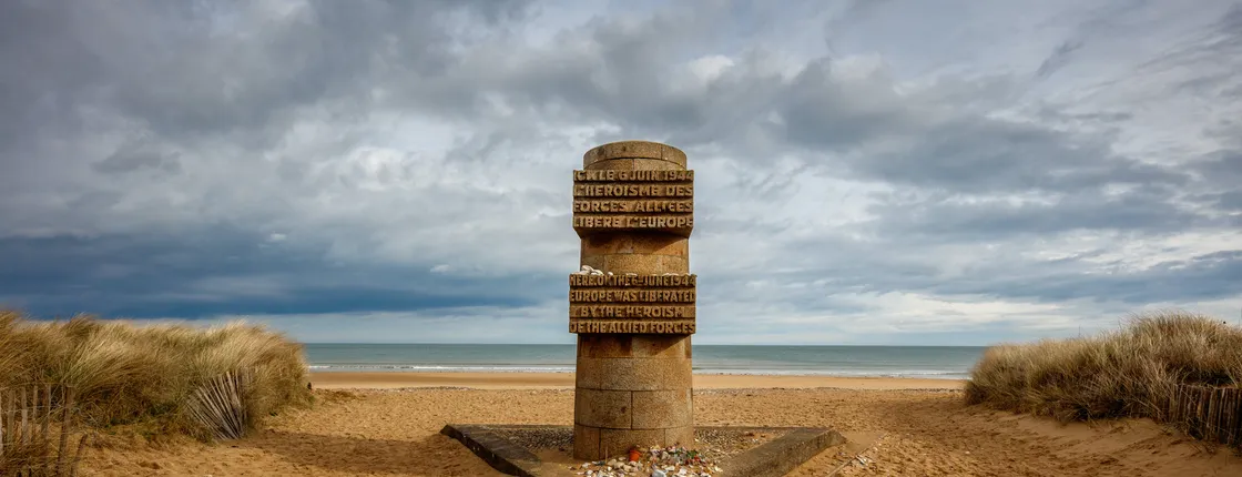 Normandy D-Day beaches with Juno Beach, bunkers and Canadian cemetery from Paris