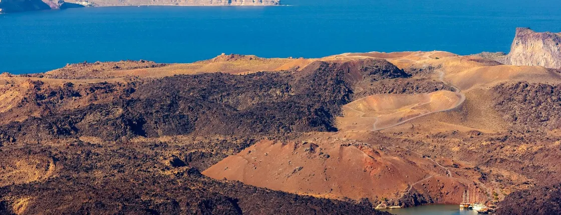 Small-group Santorini catamaran cruise