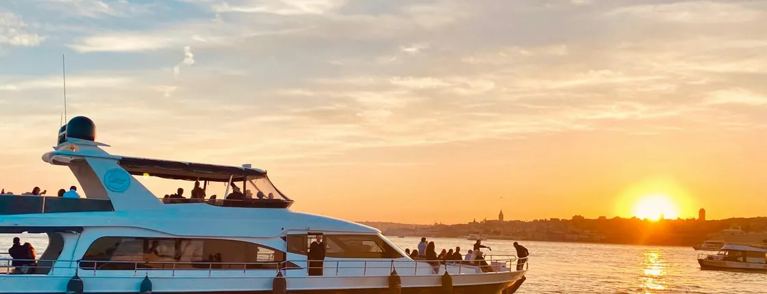 Bosphorus sunset cruise on luxury yacht with guide