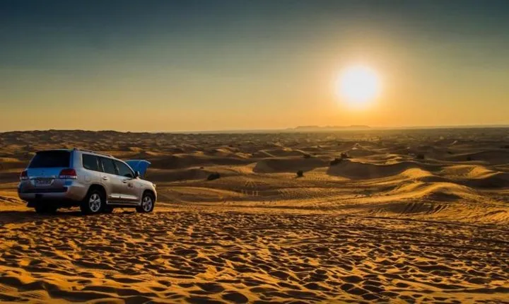 Sunrise View Desert Safari with Camel Ride & Sand Boarding