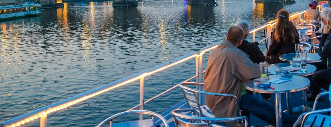 Prague dinner cruise on the Vltava River with hotel transfers