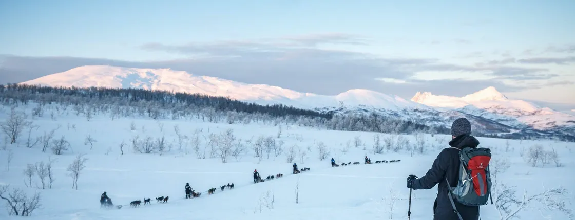 Guided Husky snowshoe hike
