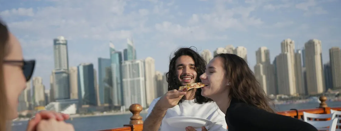 1-hour sightseeing cruise with pizza at Dubai Marina Harbour