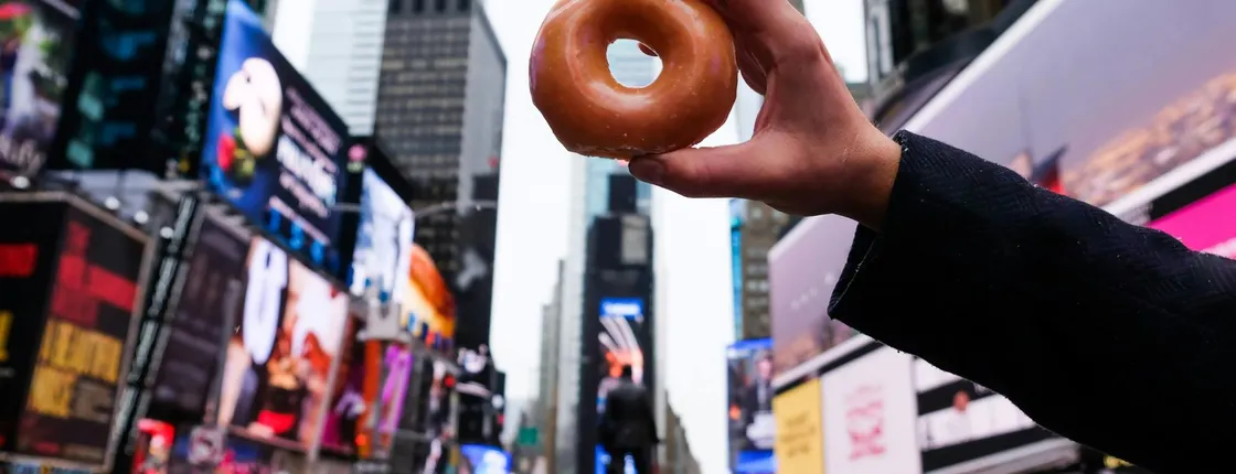 Times Square walking tour with doughnut shop visits