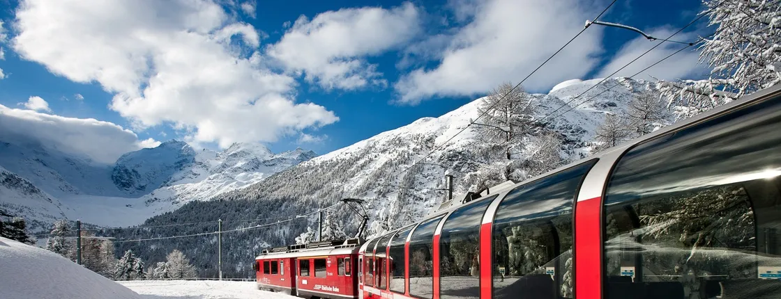 Bernina Express scenic train ride from Sankt Moritz to Tirano