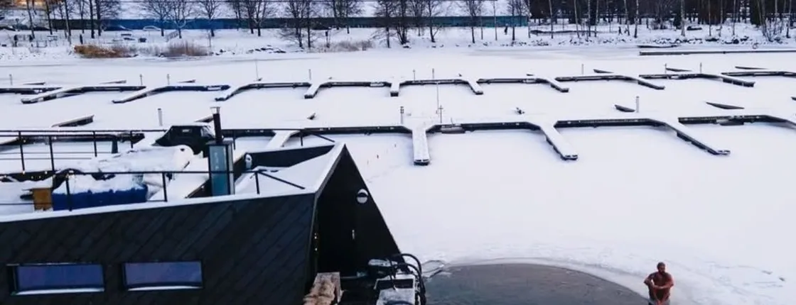 Helsinki contemporary seaside floating sauna experience