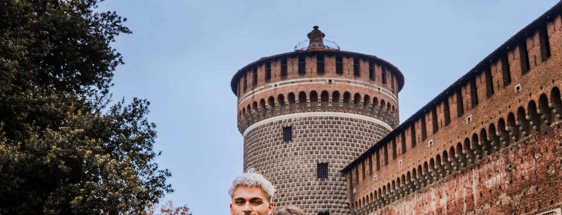 Professional photoshoot outside Sforza Castle
