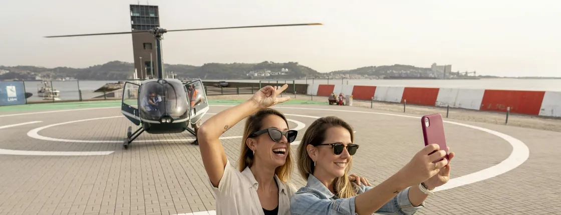 Helicopter flight above Lisbon