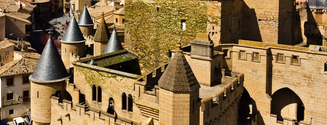 Olite Royal Palace and Ujue Monastery from Pamplona