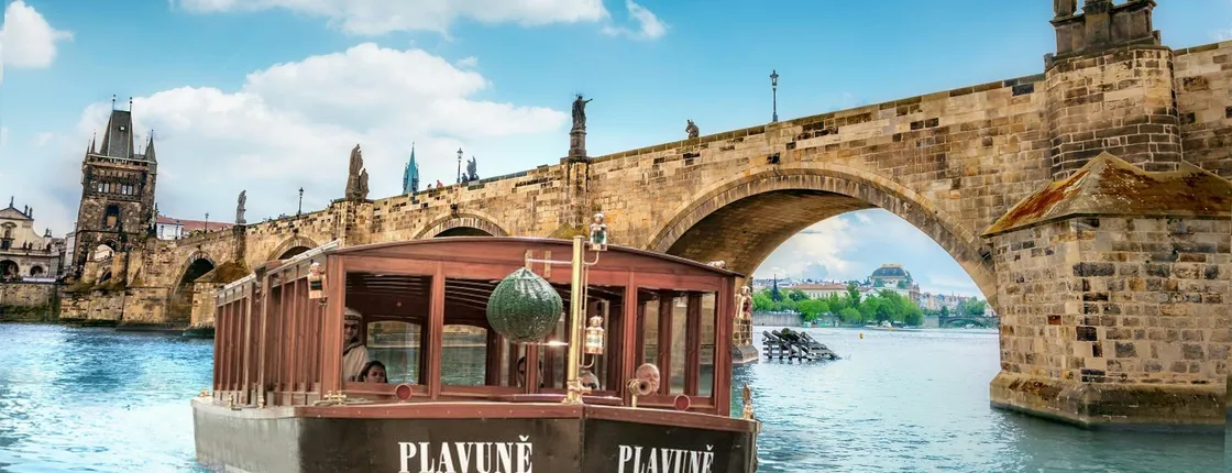 Charles Bridge river boat cruise with walking guided tour