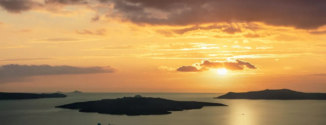 Santorini luxurious sunset catamaran cruise with barbecue and drinks