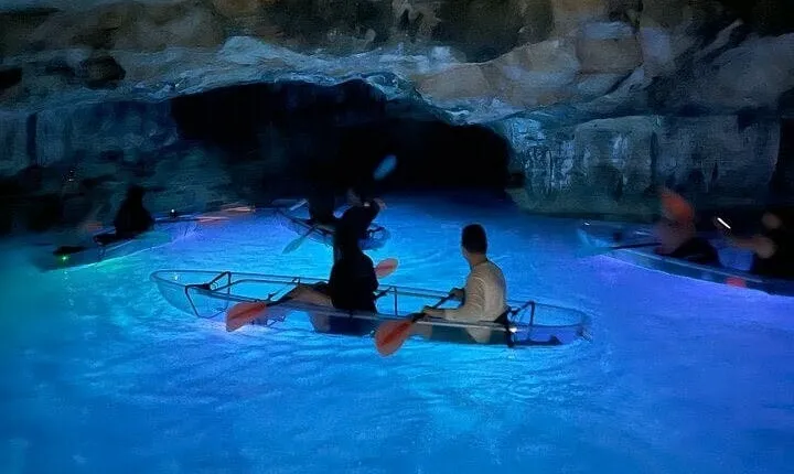 Sunset transparent kayak adventure