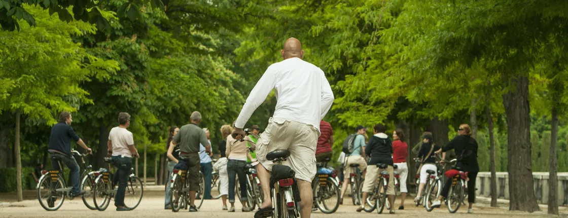 Gymkhana bike tour at the Retiro Park of Madrid